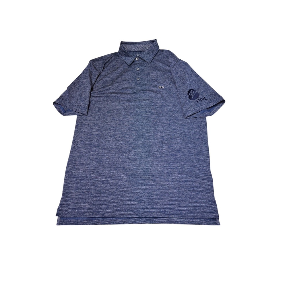 Vineyard Vines Performance Polo Shirt Mens Medium Blue Space Dye FPL Logo Golf